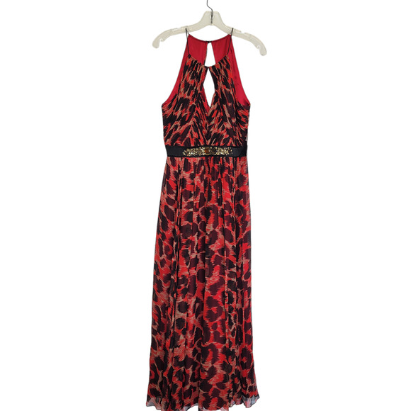 NEW Aidan Mattox Silk Formal Gown Maxi Printed Halter Neck Sexy Women 10 - Picture 11 of 15